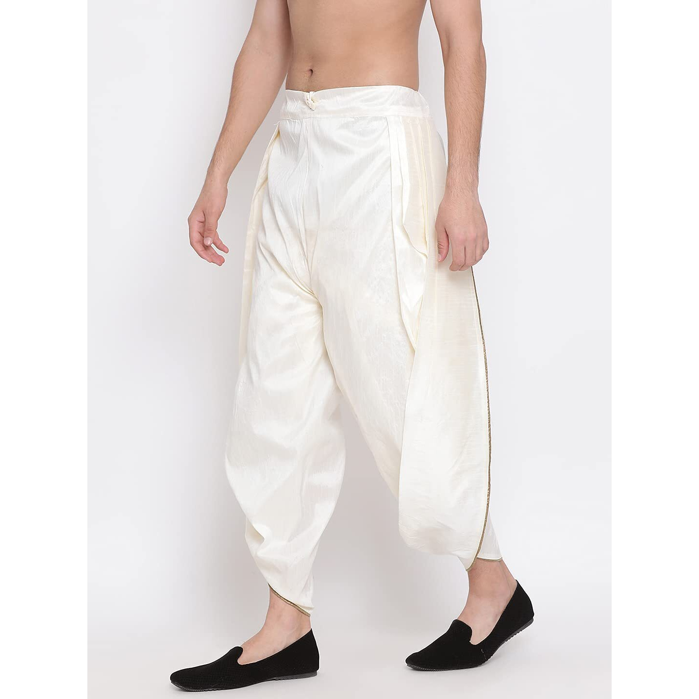 VASTRAMAY Men's Dhoti (VASMSD001CR_Free Size_Cream)