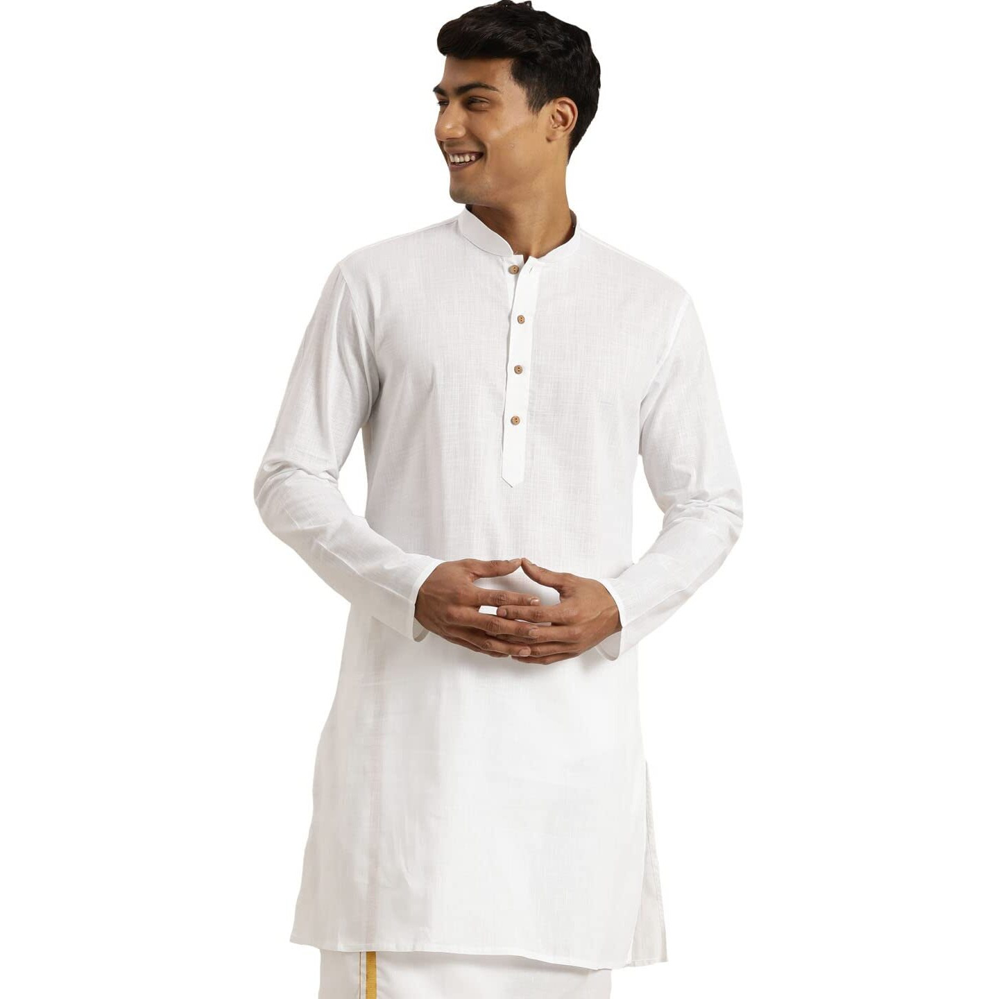 VASTRAMAY Men's Cotton White Kurta - Timeless Elegance for Festivals & Events | Classic Design, Premium Comfort, and Versatile Style | Ethnic Attire for Cultural Celebrations And Independence Day