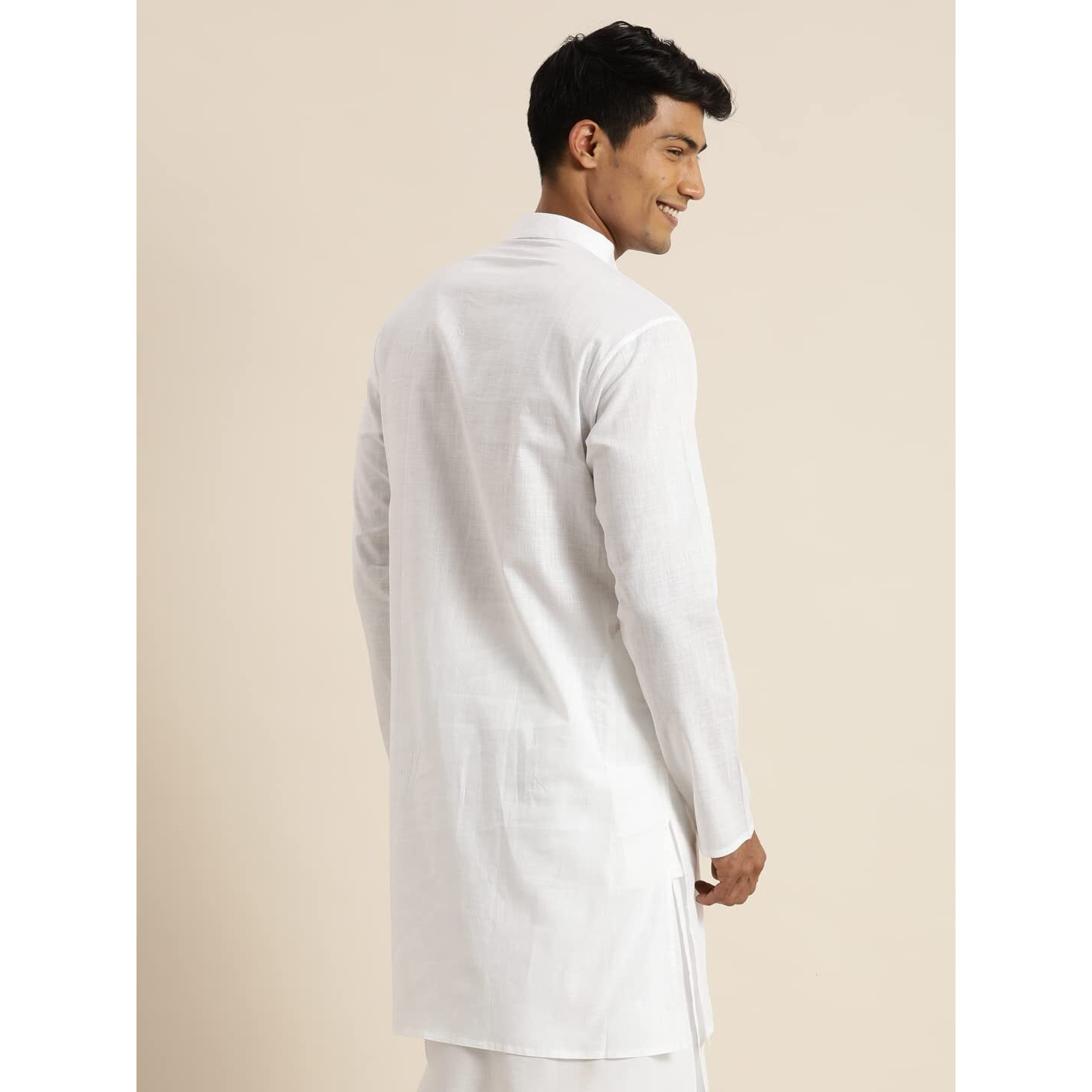 VASTRAMAY Men's Cotton White Kurta - Timeless Elegance for Festivals & Events | Classic Design, Premium Comfort, and Versatile Style | Ethnic Attire for Cultural Celebrations And Independence Day