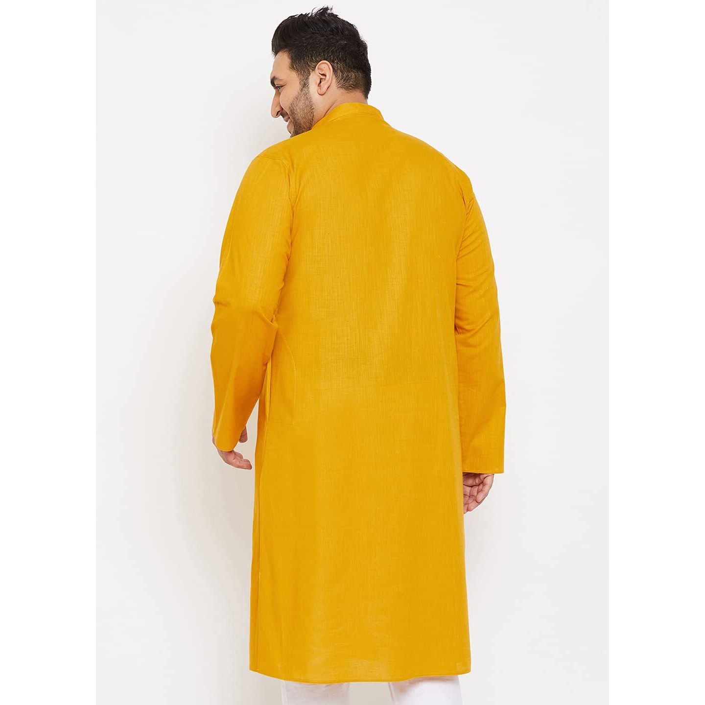 VASTRAMAY Plus Mens Cotton Blend Mustard Kurta - Timeless Elegance for Festivals & Events_VPLUSMK007MD_44