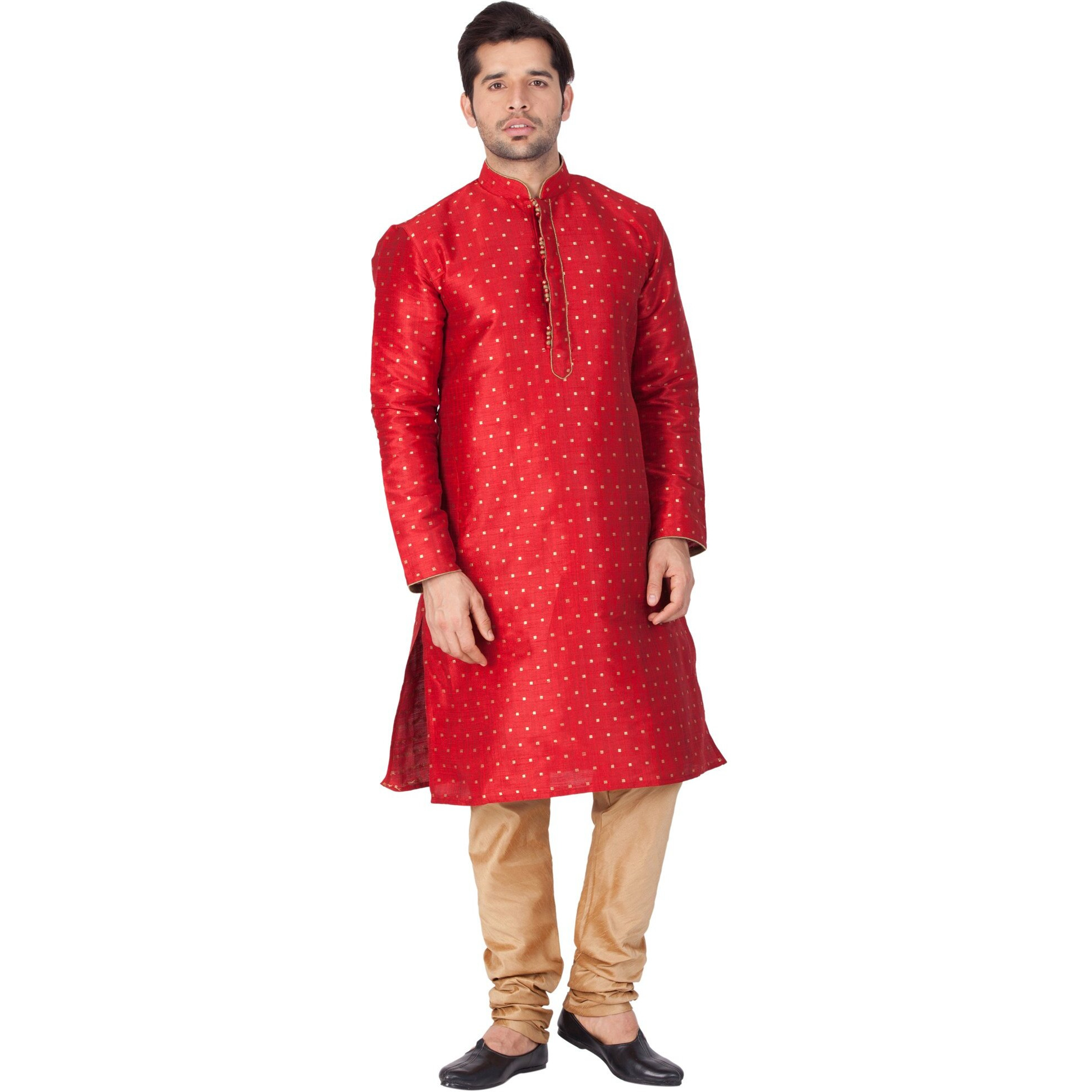 VASTRAMAY VM Mens Silk Blend Maroon Kurta Pyjama Set - Classic Ethnic Attire for Timeless Style and Cultural Celebrations_VASMK023MAnPRG_44