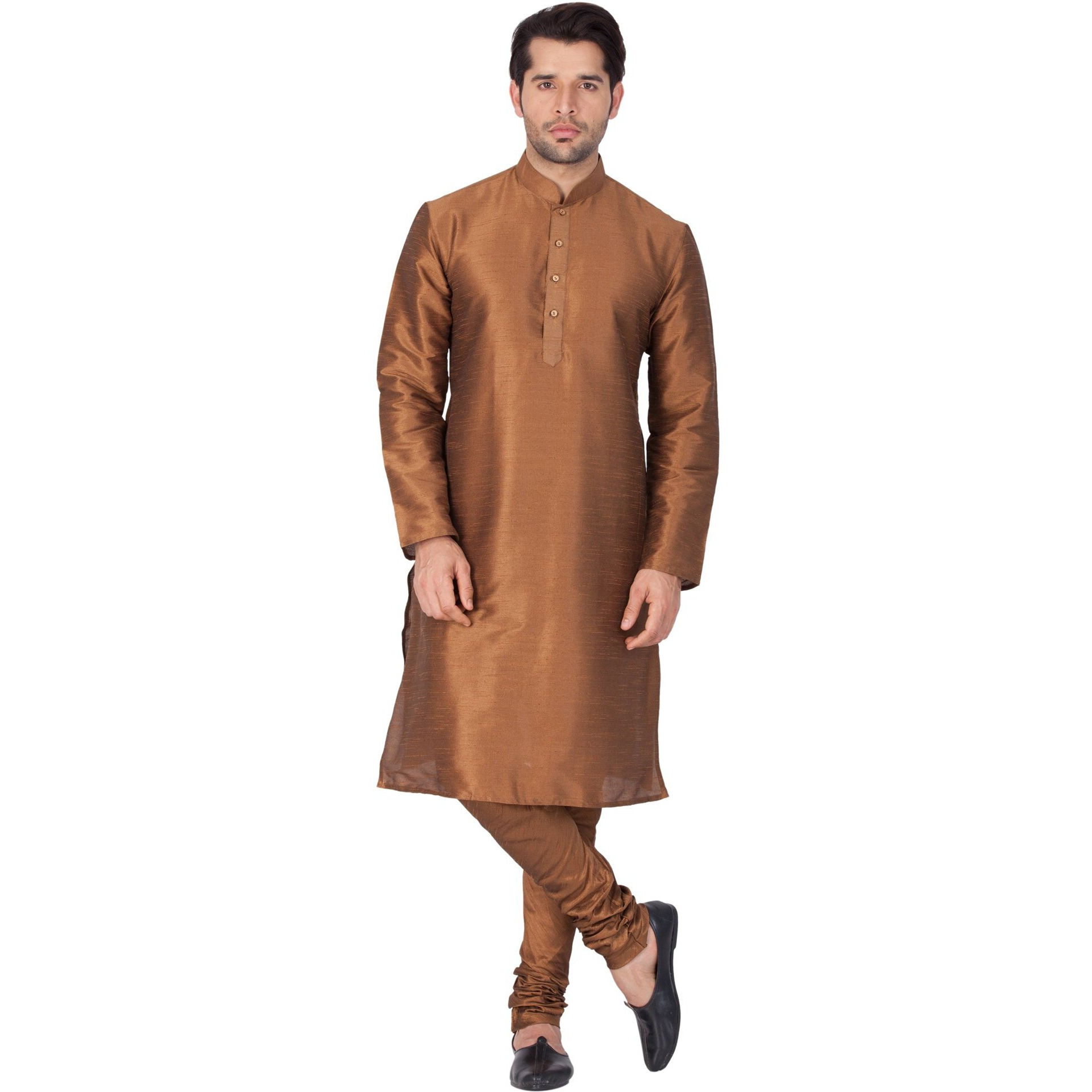 VASTRAMAY Men's Brown Silk Blend Kurta and Pyjama Set_VASMKCO001nPCO_48