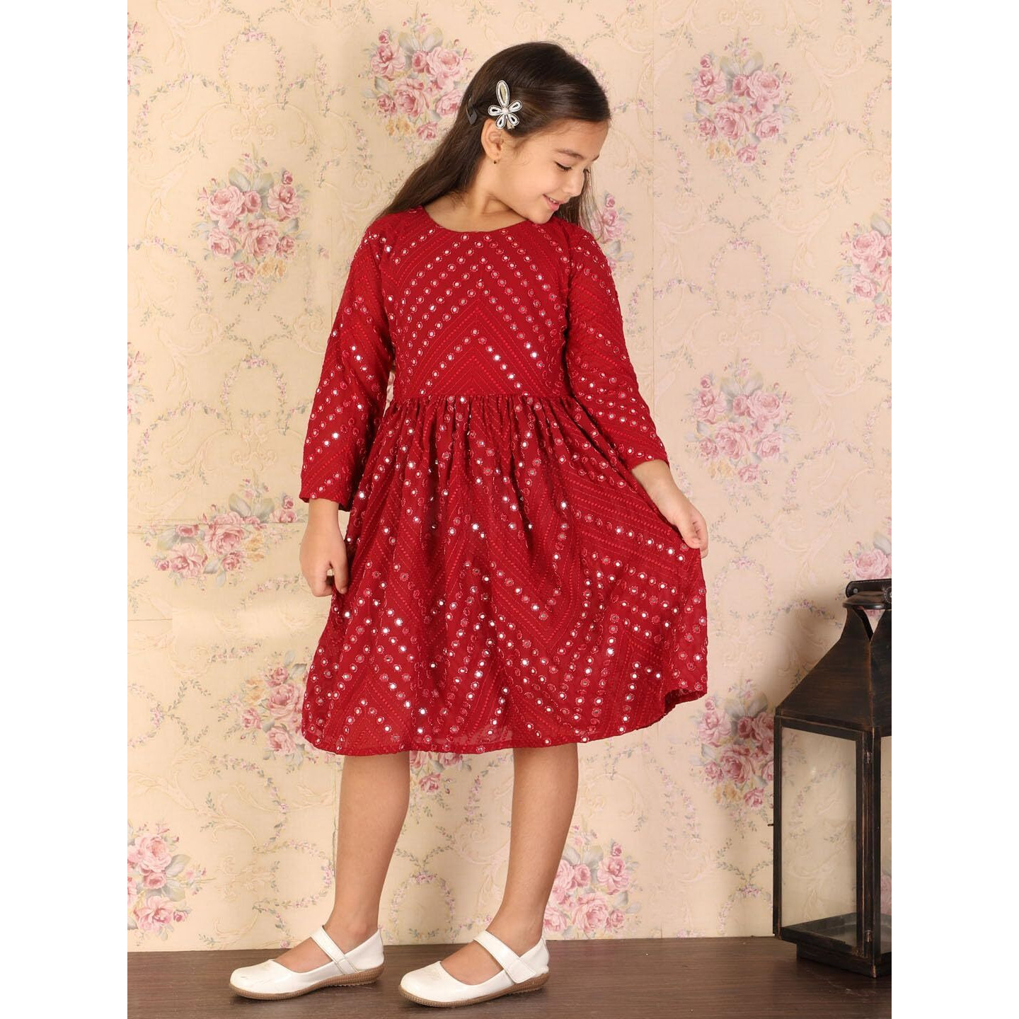 VASTRAMAY Girls' Maroon Ethnic Dress_VASGK133MA_24