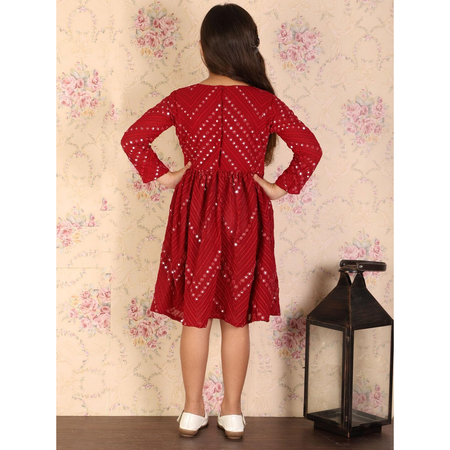 VASTRAMAY Girls' Maroon Ethnic Dress_VASGK133MA_24