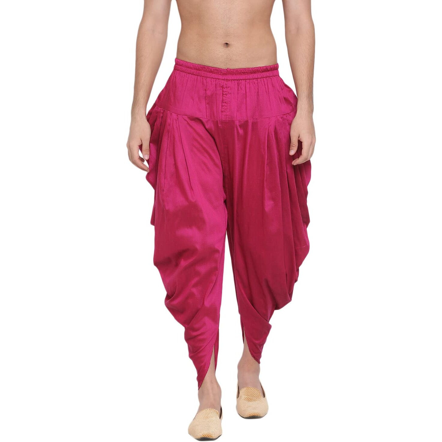VASTRAMAY Men's Frushia Silk Blend Dhoti (VASMCD002FL_Size-Free_Frushia)