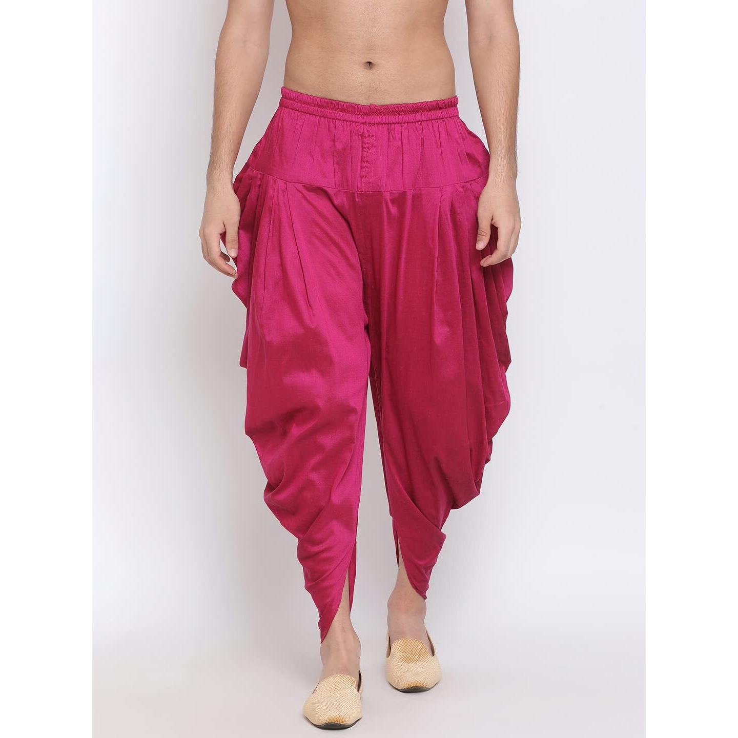 VASTRAMAY Men's Frushia Silk Blend Dhoti (VASMCD002FL_Size-Free_Frushia)
