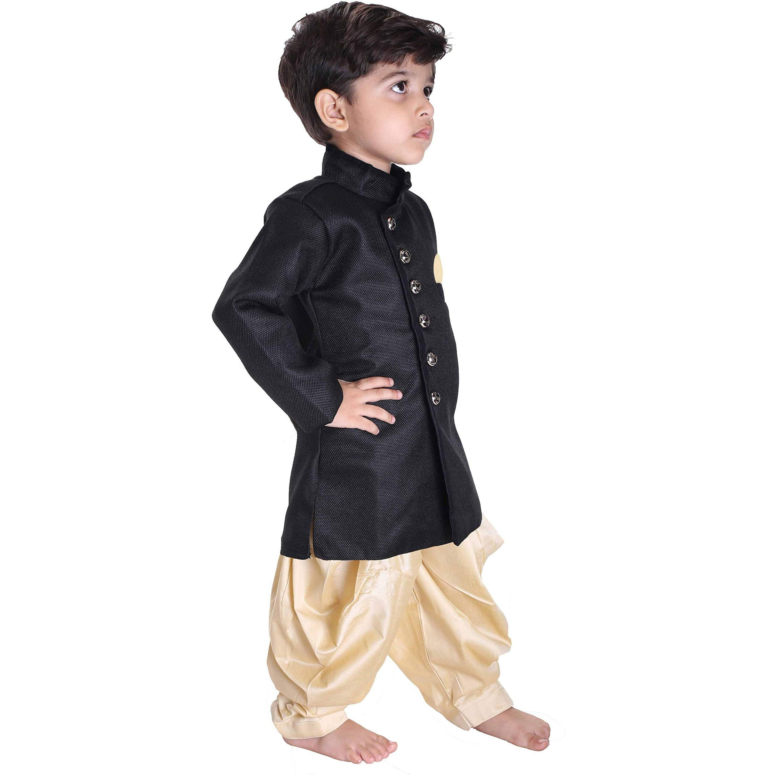 VASTRAMAY Baap Beta Black & Gold Sherwani Suit(40/14)