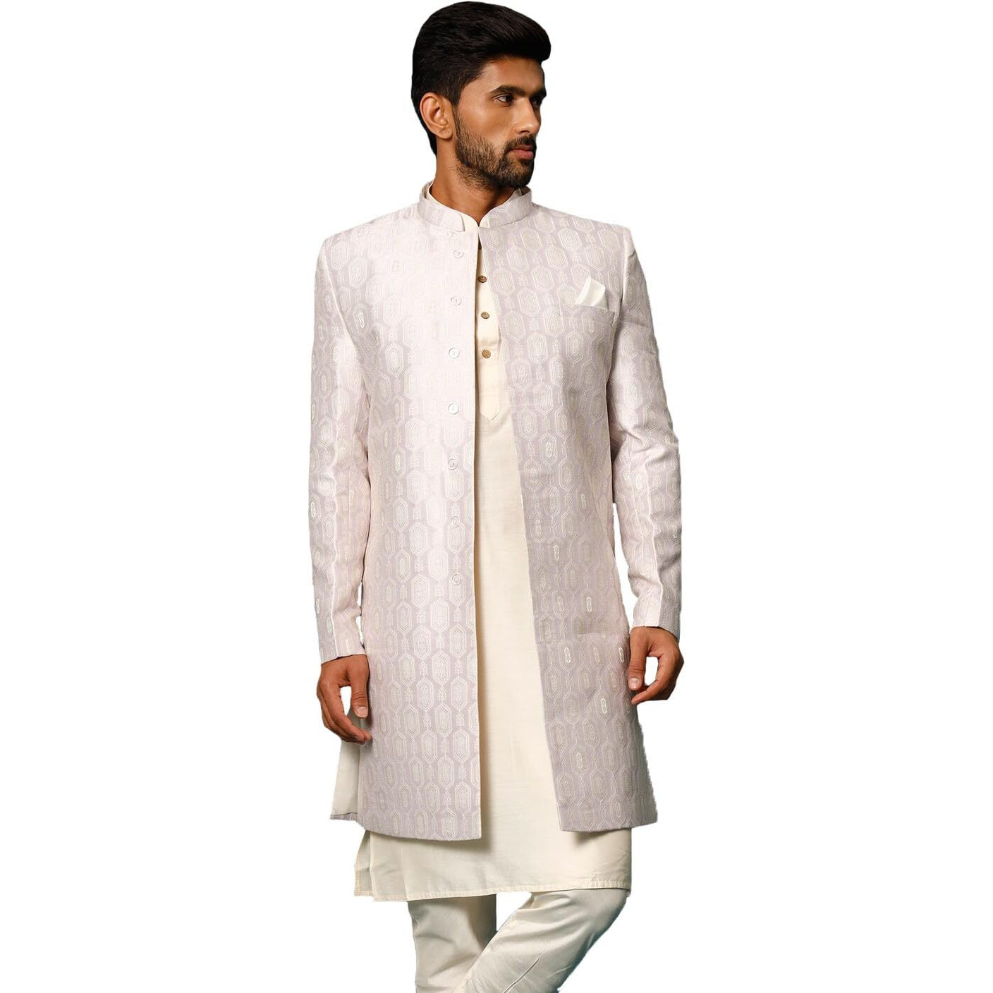 VASTRAMAY Men's Purple Silk Blend Sherwani For Men I Imported Jacquard Indowestern Sherwani I Festive Party Wedding Collection for Men_VASMIW252PU_36