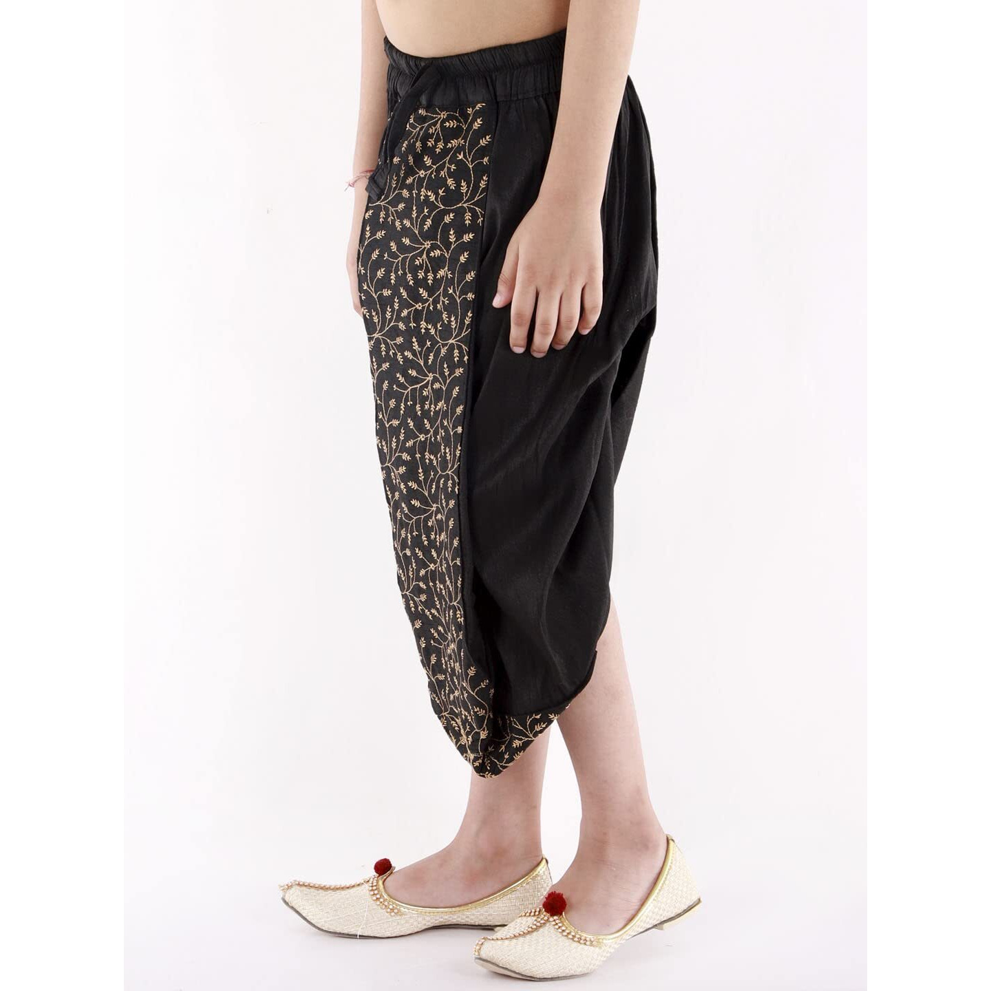 VASTRAMAY Boys' Black Traditional Embroidered Dhoti_VASBDT011BL_30