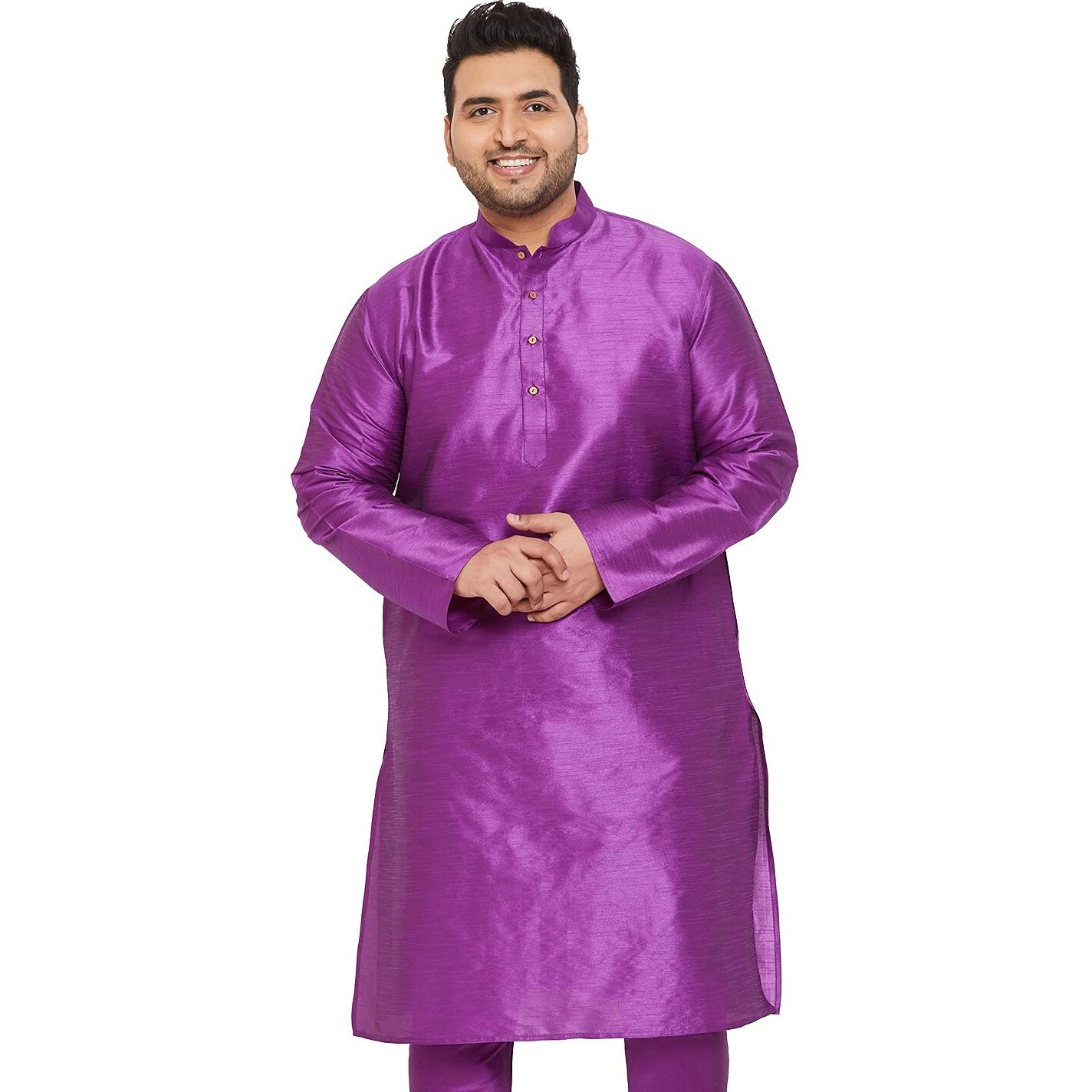 VASTRAMAY Plus Men's Purple Silk Blend Kurta (VPLUSMK001PU_50)