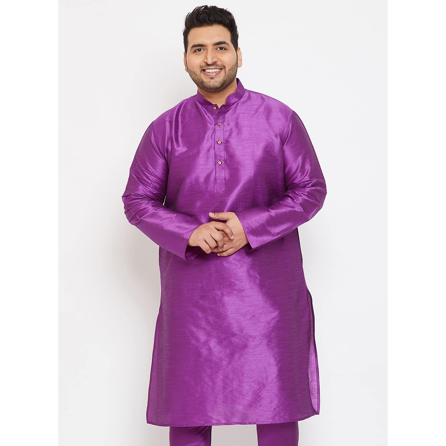 VASTRAMAY Plus Men's Purple Silk Blend Kurta (VPLUSMK001PU_50)