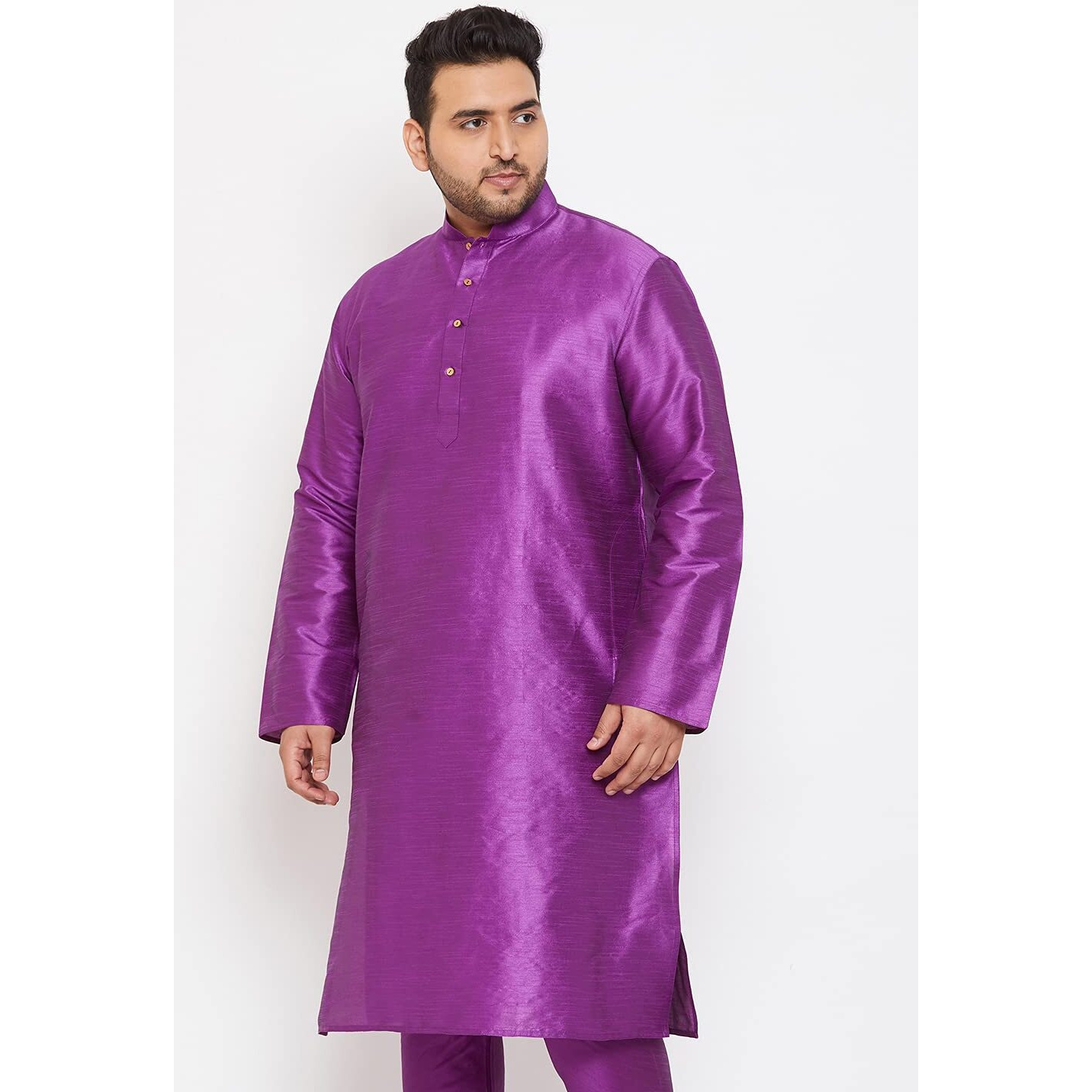 VASTRAMAY Plus Men's Purple Silk Blend Kurta (VPLUSMK001PU_50)