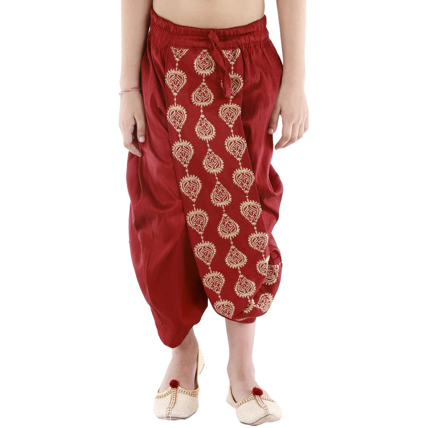VASTRAMAY Boys' Maroon Traditional Embroidered Dhoti_VASBDT005MA_36