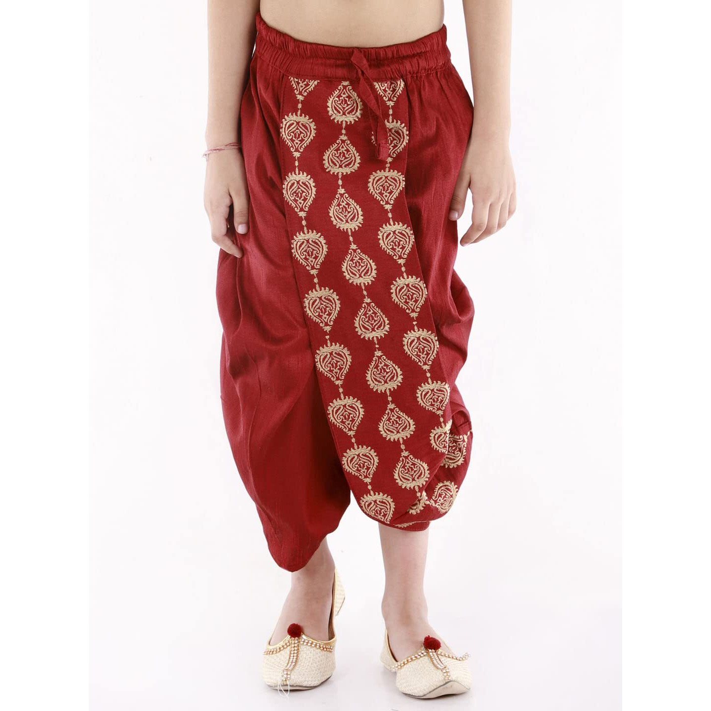 VASTRAMAY Boys' Maroon Traditional Embroidered Dhoti_VASBDT005MA_36