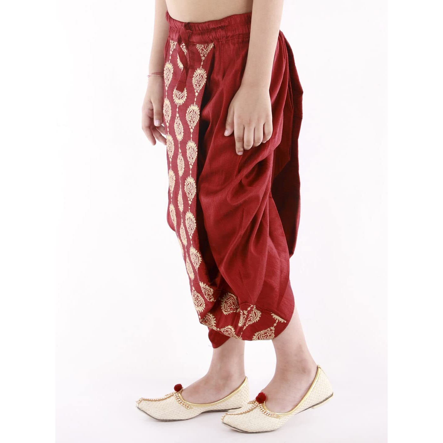 VASTRAMAY Boys' Maroon Traditional Embroidered Dhoti_VASBDT005MA_36