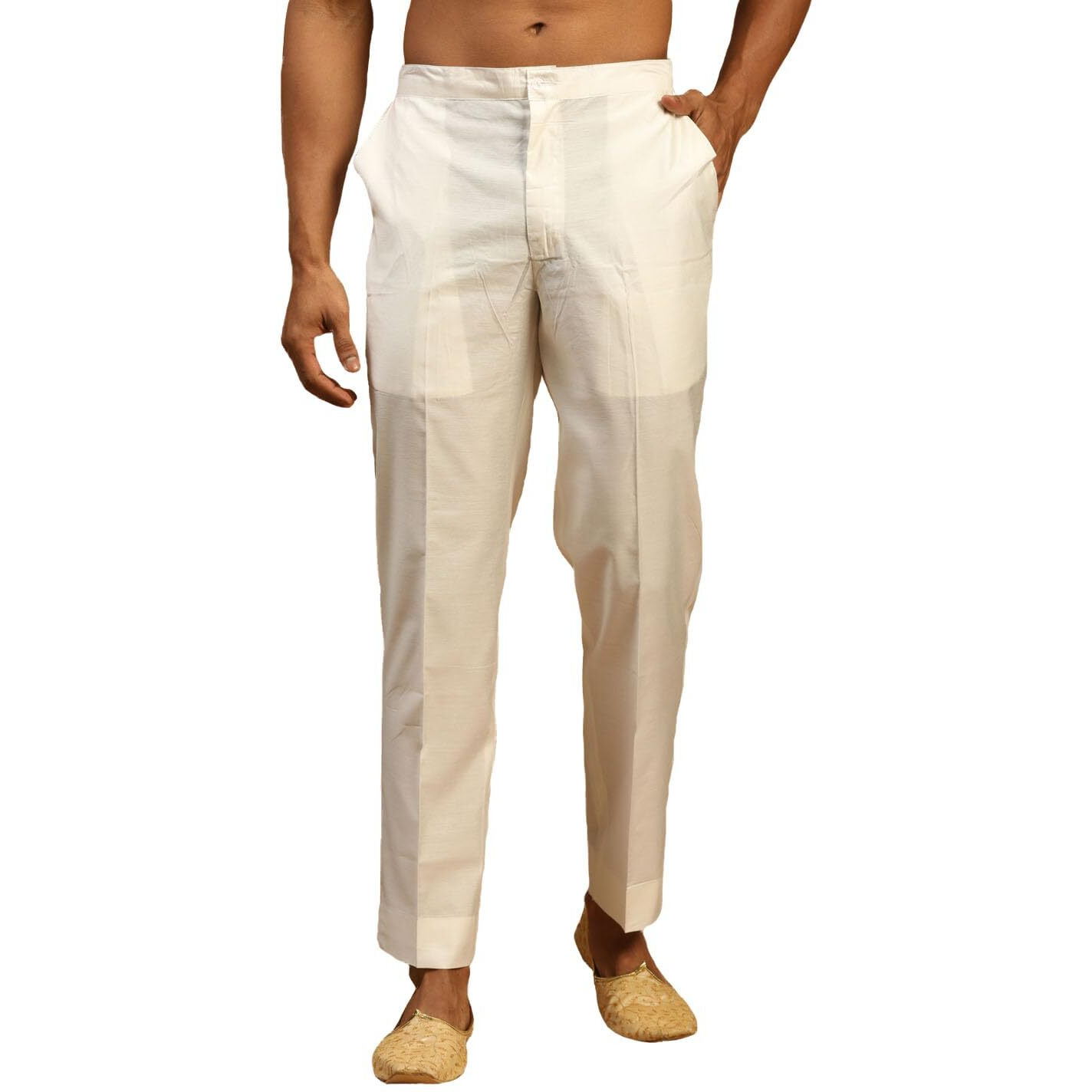 VASTRAMAY Men's White Viscose Pant Style Pyjama