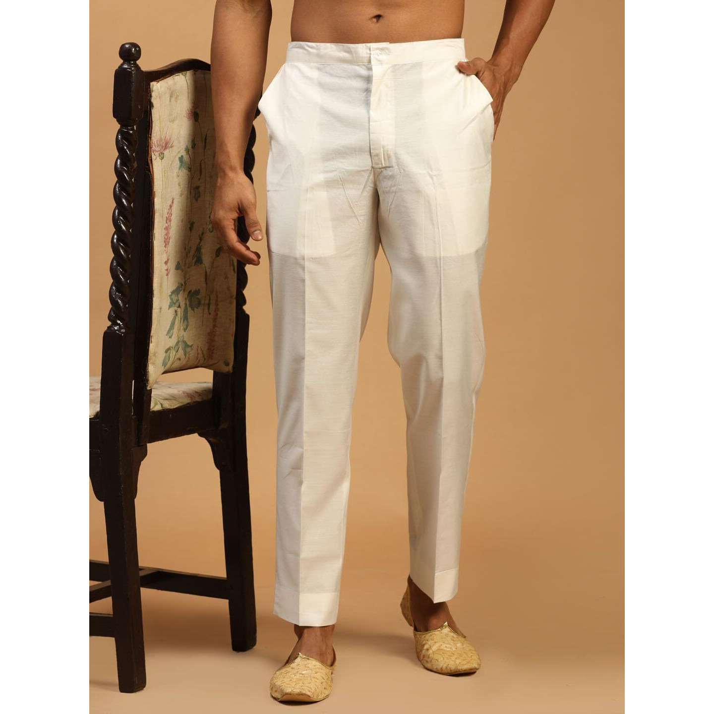 VASTRAMAY Men's White Viscose Pant Style Pyjama
