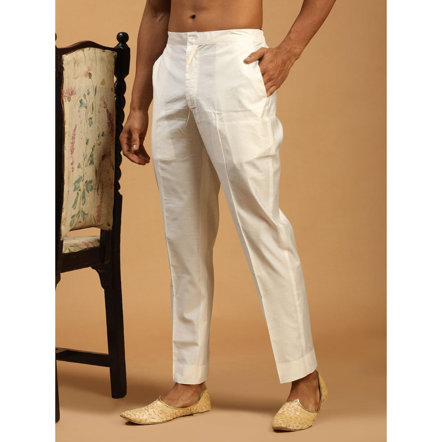 VASTRAMAY Men's White Viscose Pant Style Pyjama