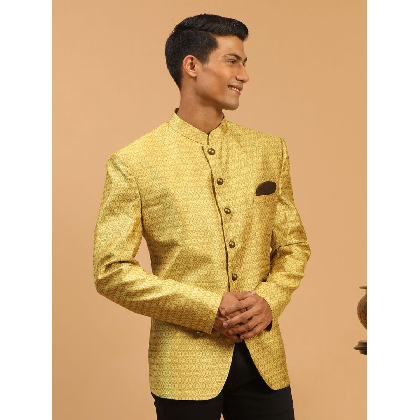 VASTRAMAY Men's Yellow Silk Blend Jodhpuri_VASMJP011YW_38