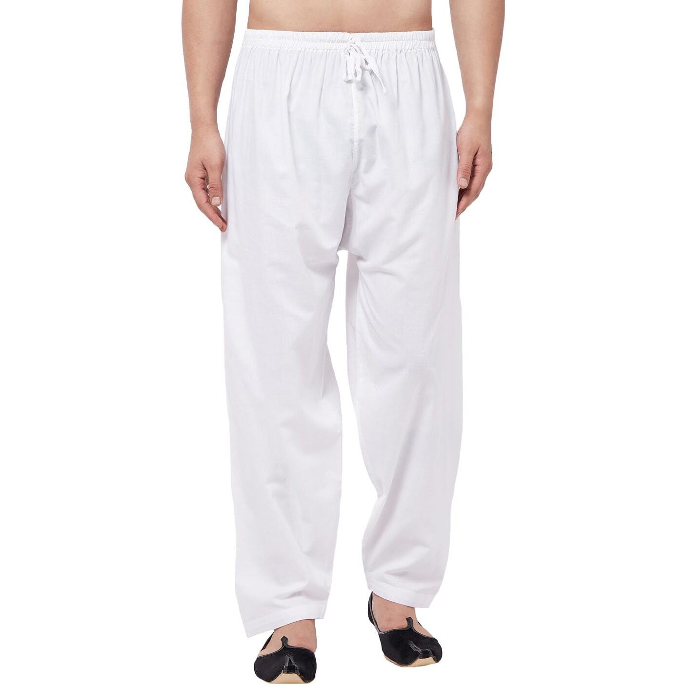 VASTRAMAY Men's White Cotton Patiala Salwar_VASMPTY002WH_38