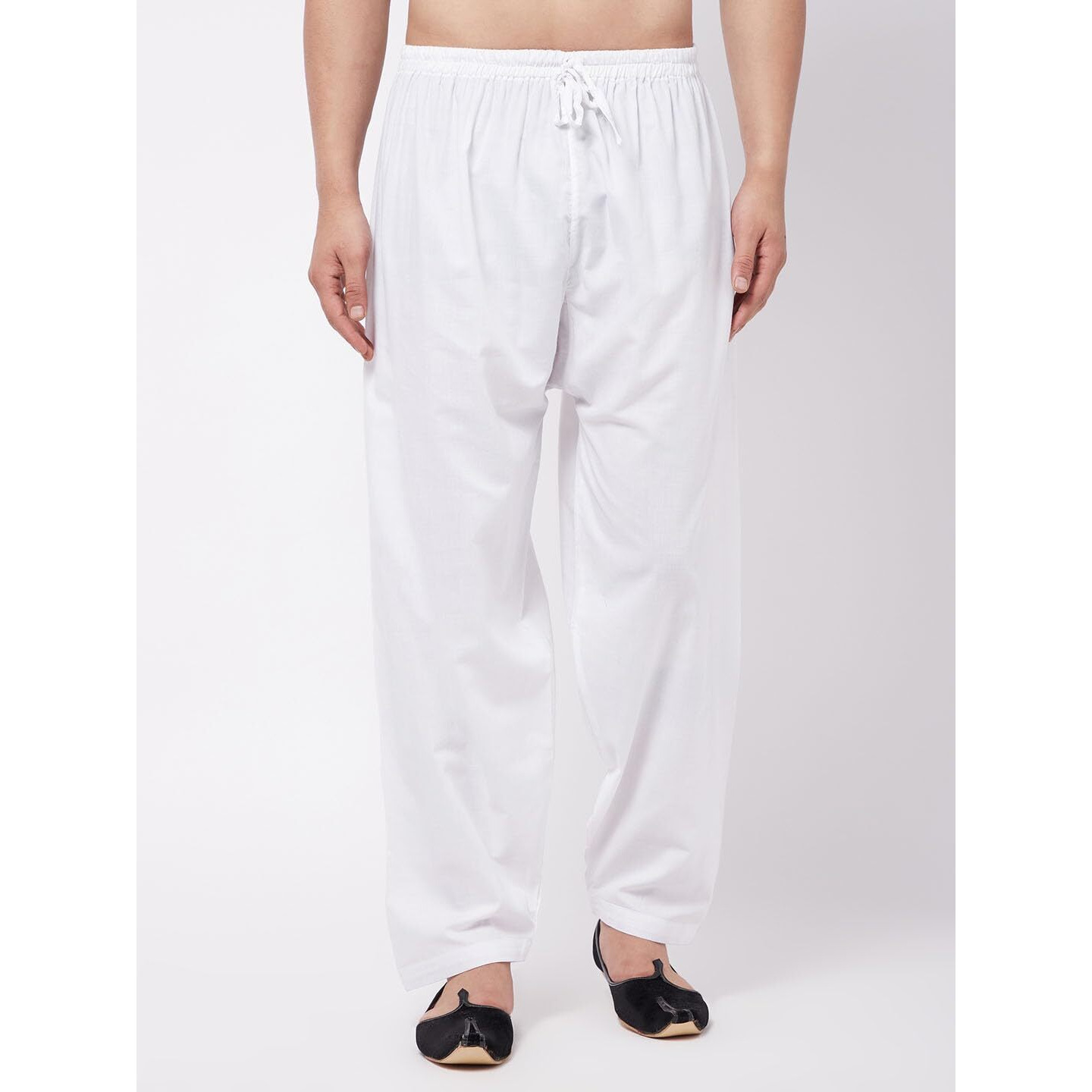 VASTRAMAY Men's White Cotton Patiala Salwar_VASMPTY002WH_38