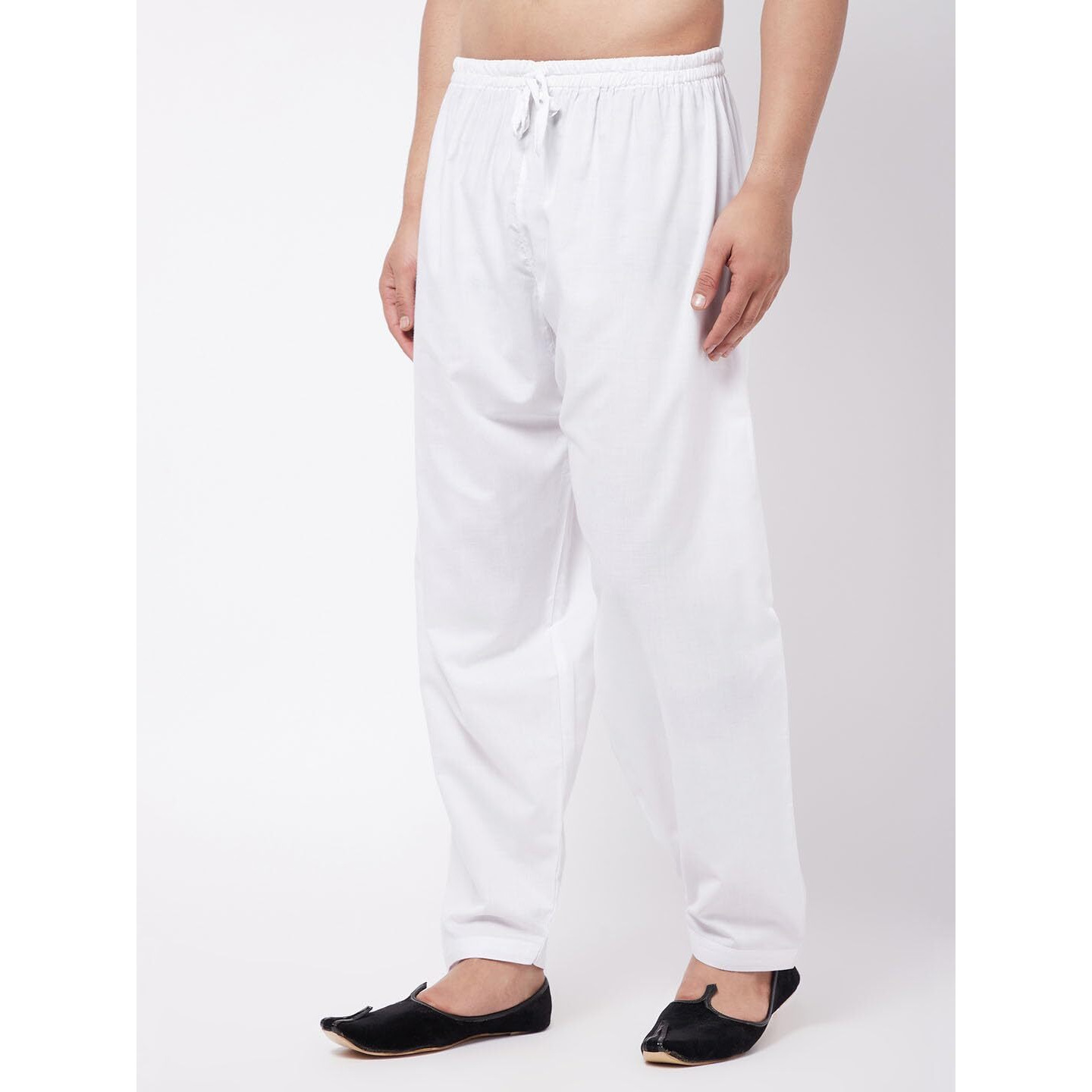 VASTRAMAY Men's White Cotton Patiala Salwar_VASMPTY002WH_38