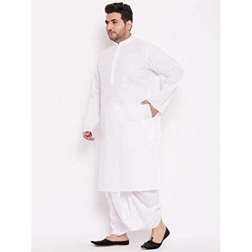 VASTRAMAY Plus Men's White Cotton Kurta And Dhoti Set || Classic Cotton White Kurta And Traditional Dhoti Set || Elegance for Holi & Eid Celebration_VPLUSMK122WHnMDT015WH_50