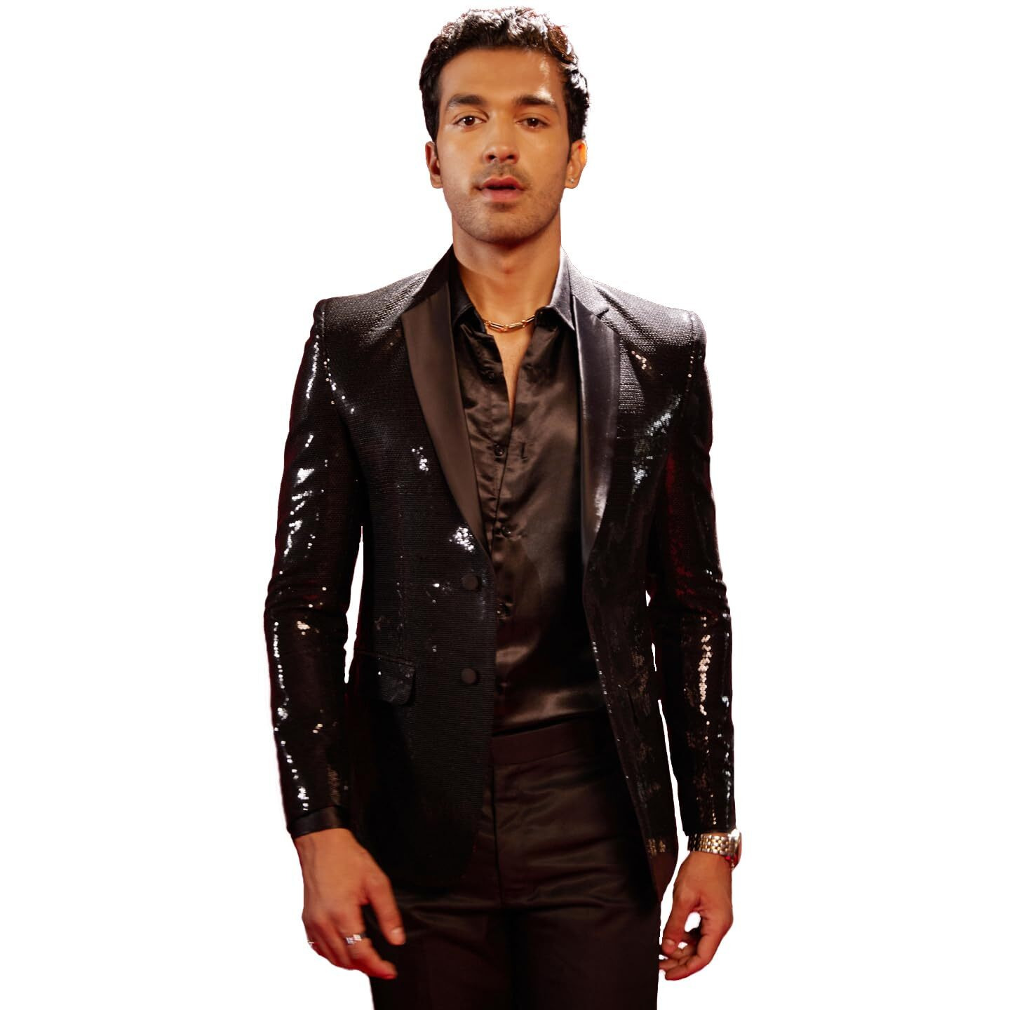 VASTRAMAY Men's Black Viscose Blazer_VSHRMCT020BL_40