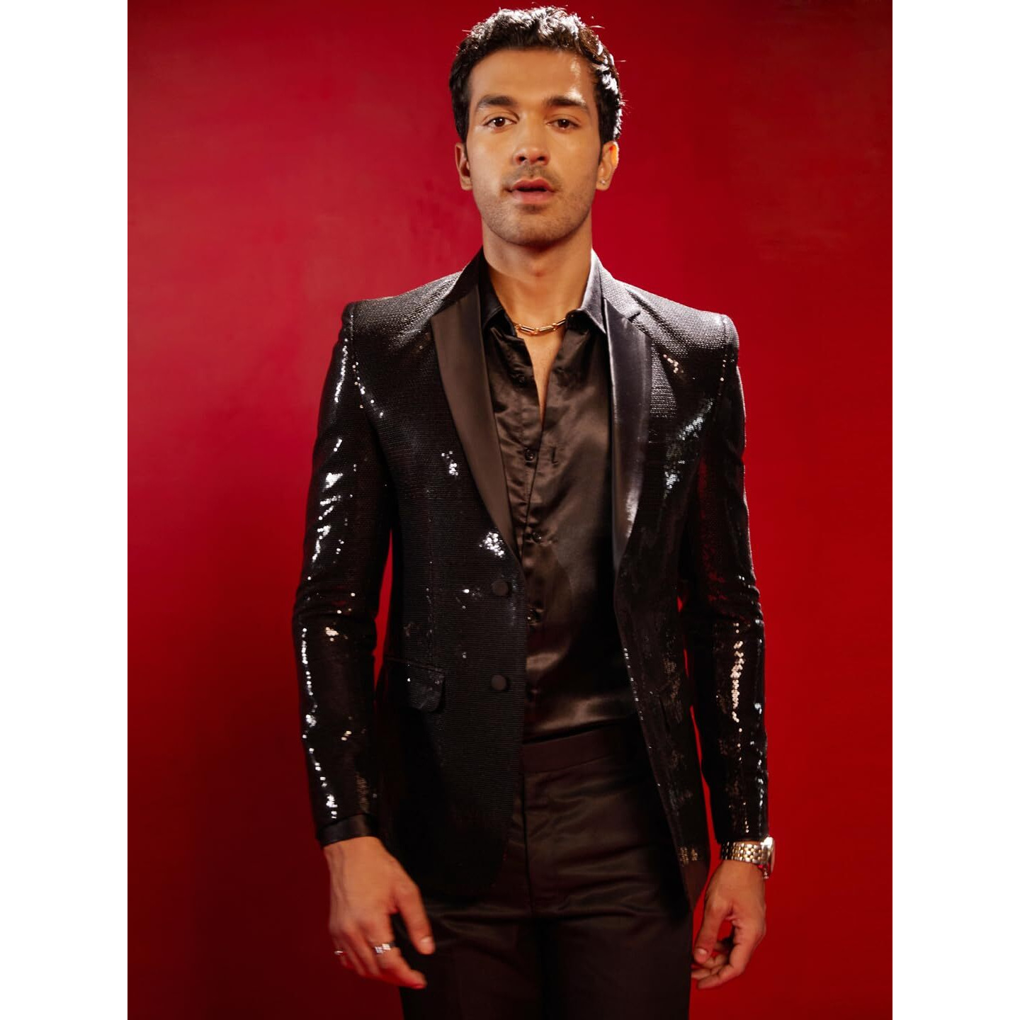 VASTRAMAY Men's Black Viscose Blazer_VSHRMCT020BL_40