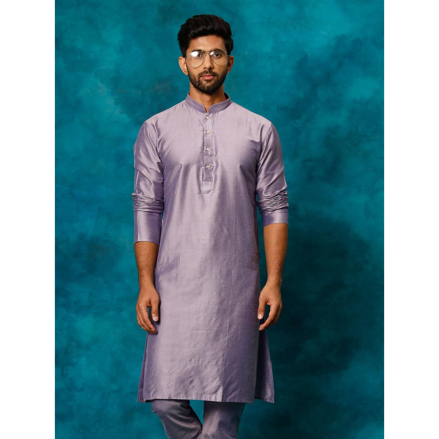 VASTRAMAY Men's Purple Viscose Kurta_VSHRMK169PU_40
