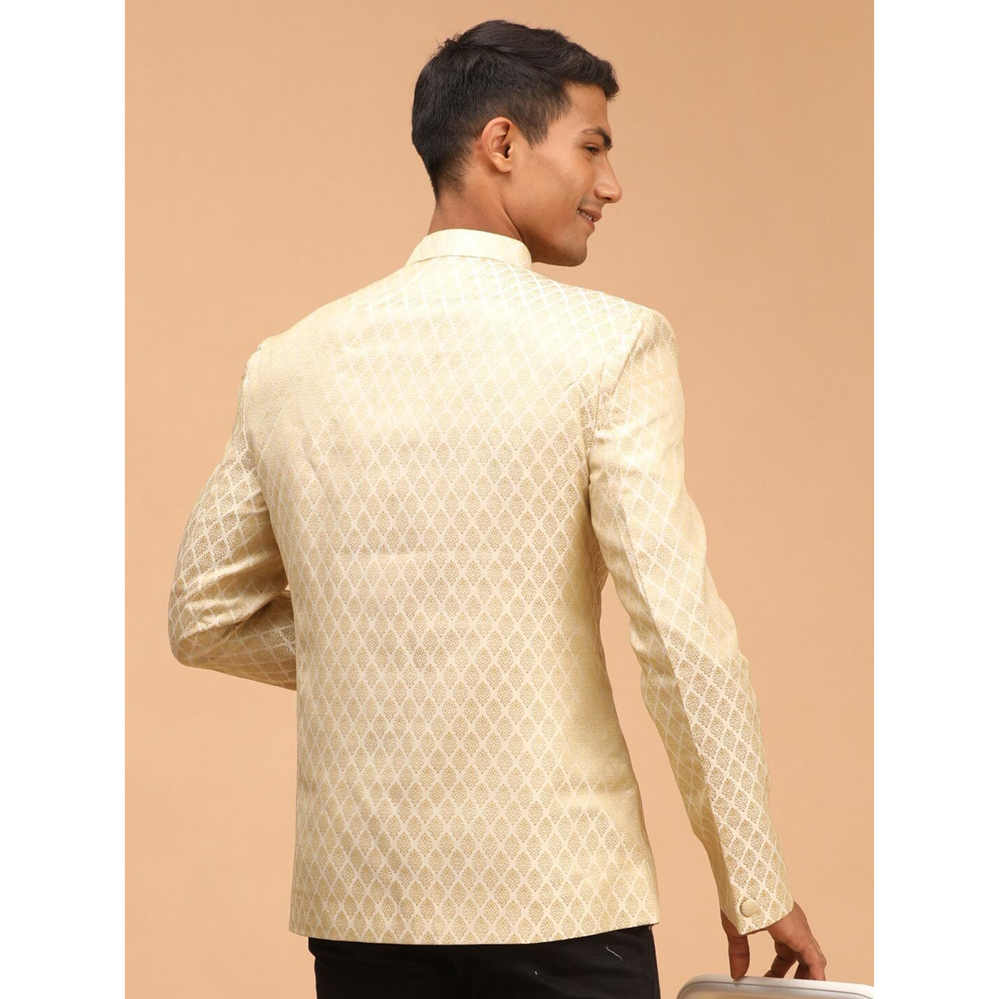 VASTRAMAY Royal Silk Banarasi Jodhpuri Coat  Premium Woven Fabric with Long-Lasting Sheen, Prince Coat for Men