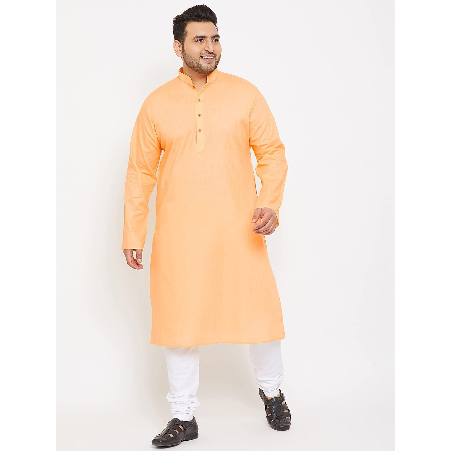 VASTRAMAY Plus Size Men's Aqua Blue Silk Blend Kurta (VPlus SizeMK001AQ_44)