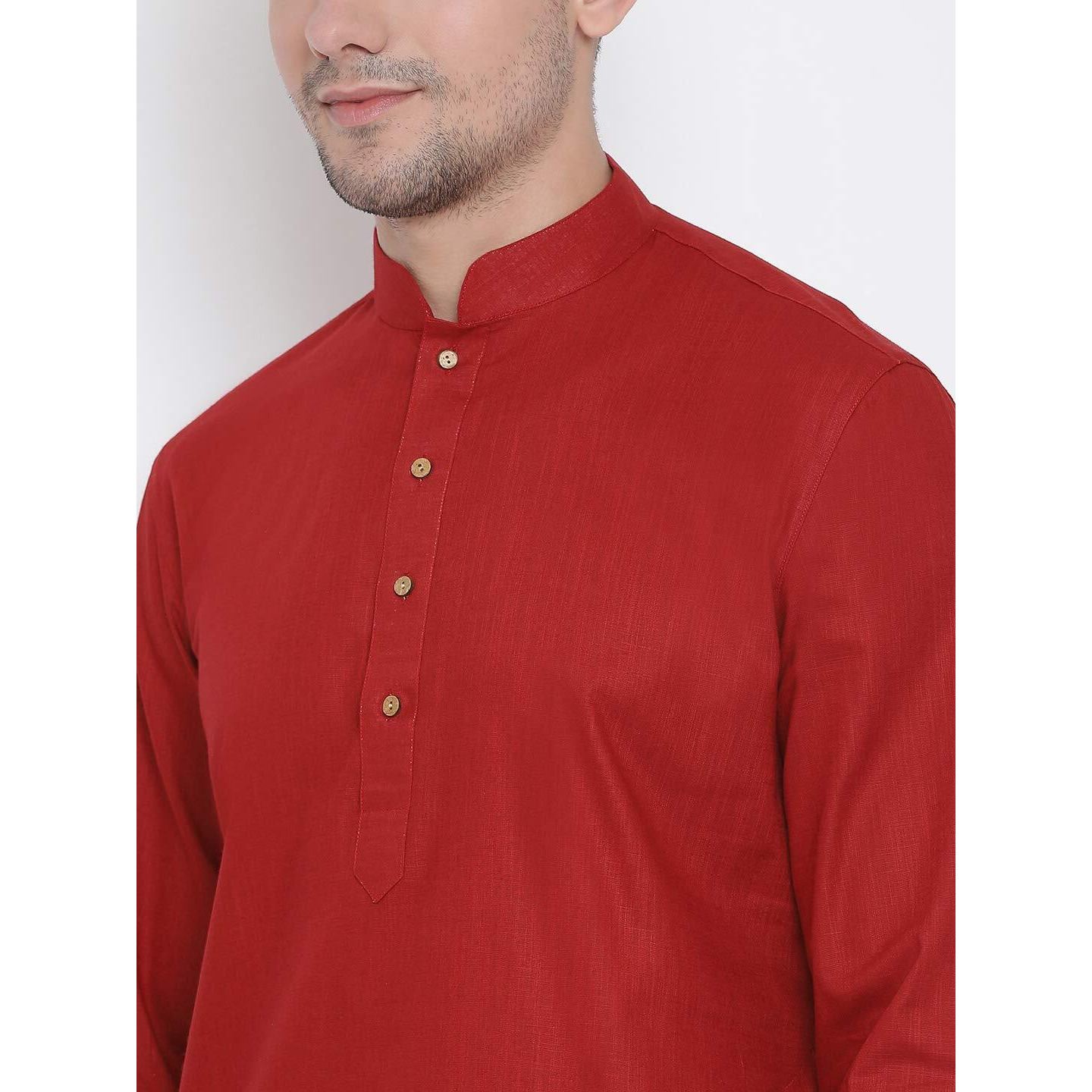 VASTRAMAY Men Maroon Cotton Only Kurta (VASMK007MA_38)