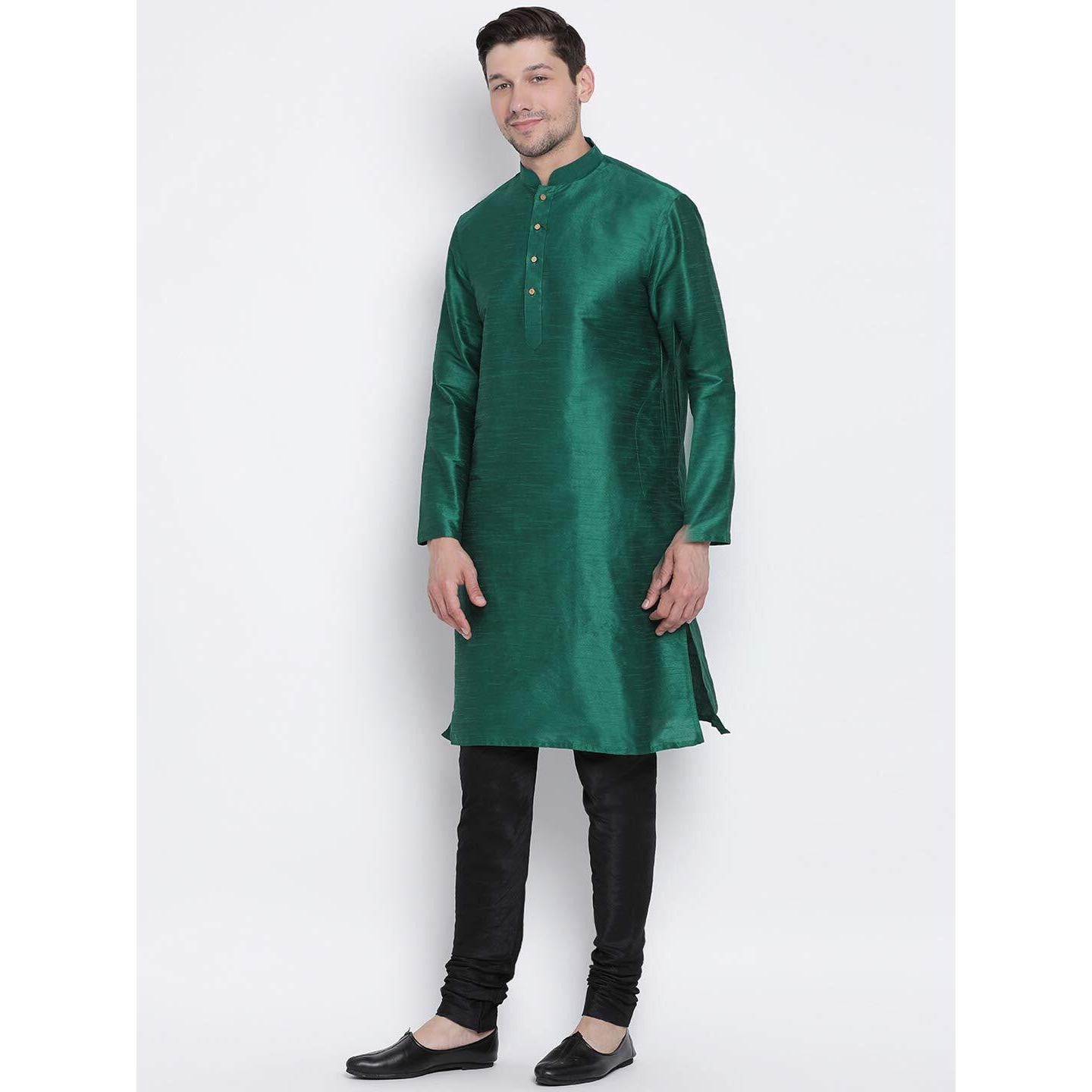 VASTRAMAY Men's Gree Cotton Silk Blend Kurta and Pyjama Set_VASMKGN001nPBL_40