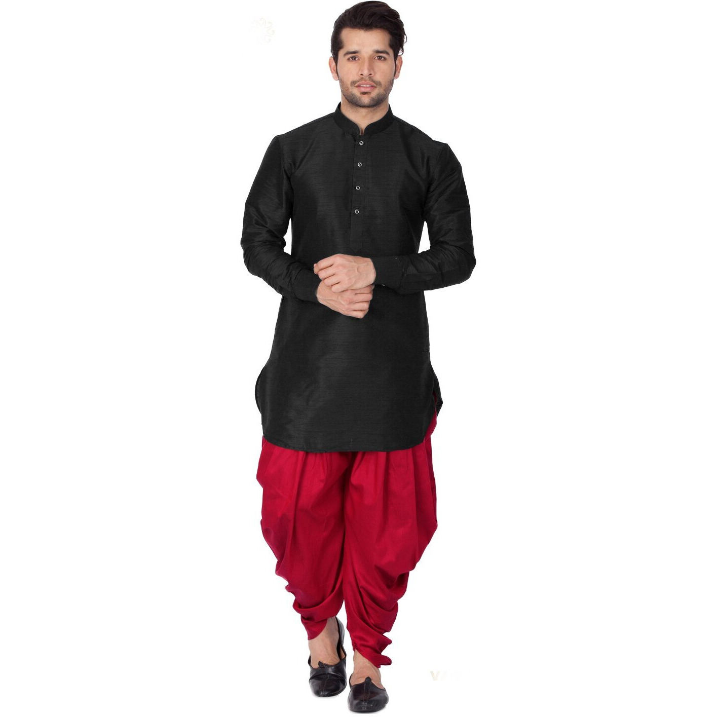 VASTRAMAY VM Mens Silk Blend Black Kurta And Dhoti Set - Classic Ethnic Attire_VASMUK001BLnCDMA_44