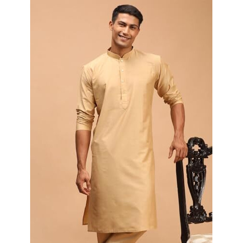 VASTRAMAY Men's Rose Gold Viscose Kurta I Knee Length Straight Kurt I Fastive Party Wedding Traditions Kurta_VSHRMK169RG_36
