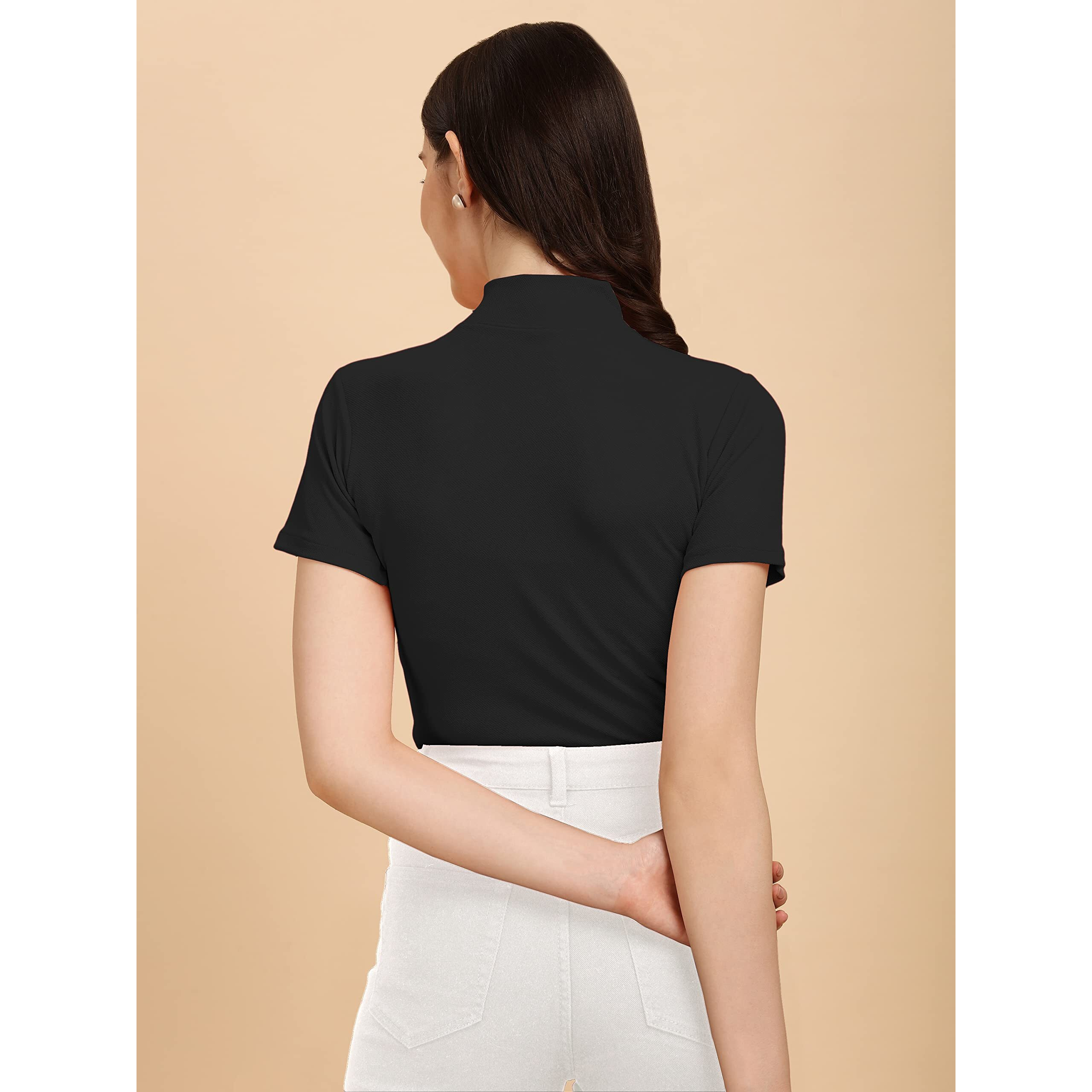 Wedani Women's Casual Solid Top (X-Large, Black)