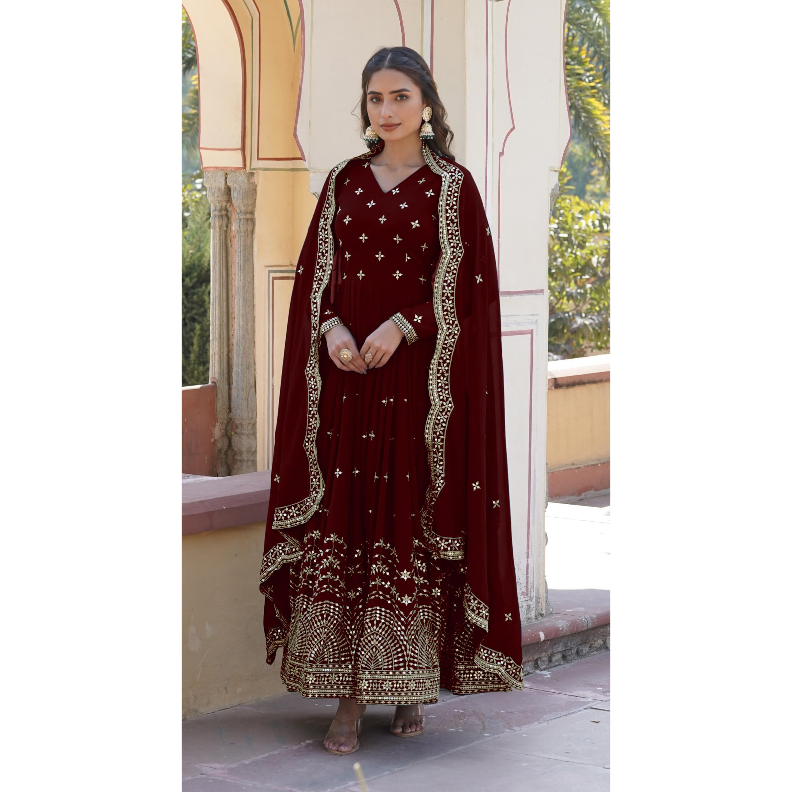 Wedani Georgette Anarkali Kurta Set with Dupatta For women