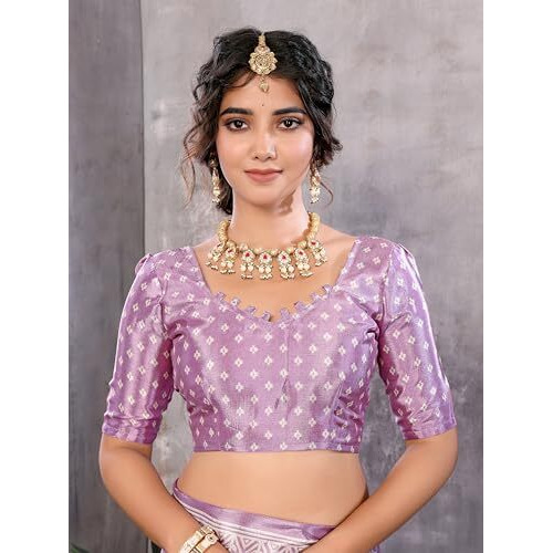 Yashika Women's Woven Latest Tussar Silk Saree with Lace and Blouse Material (AZ-YS-P1-RIZWANA-Parent_Purple)