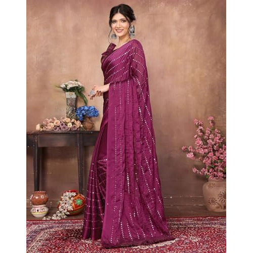 Yashika Women's Woven Printed Heavy Georgette Saree with Blouse Material (AZ-YS-P1-BHARGVI-Parent_Purple)