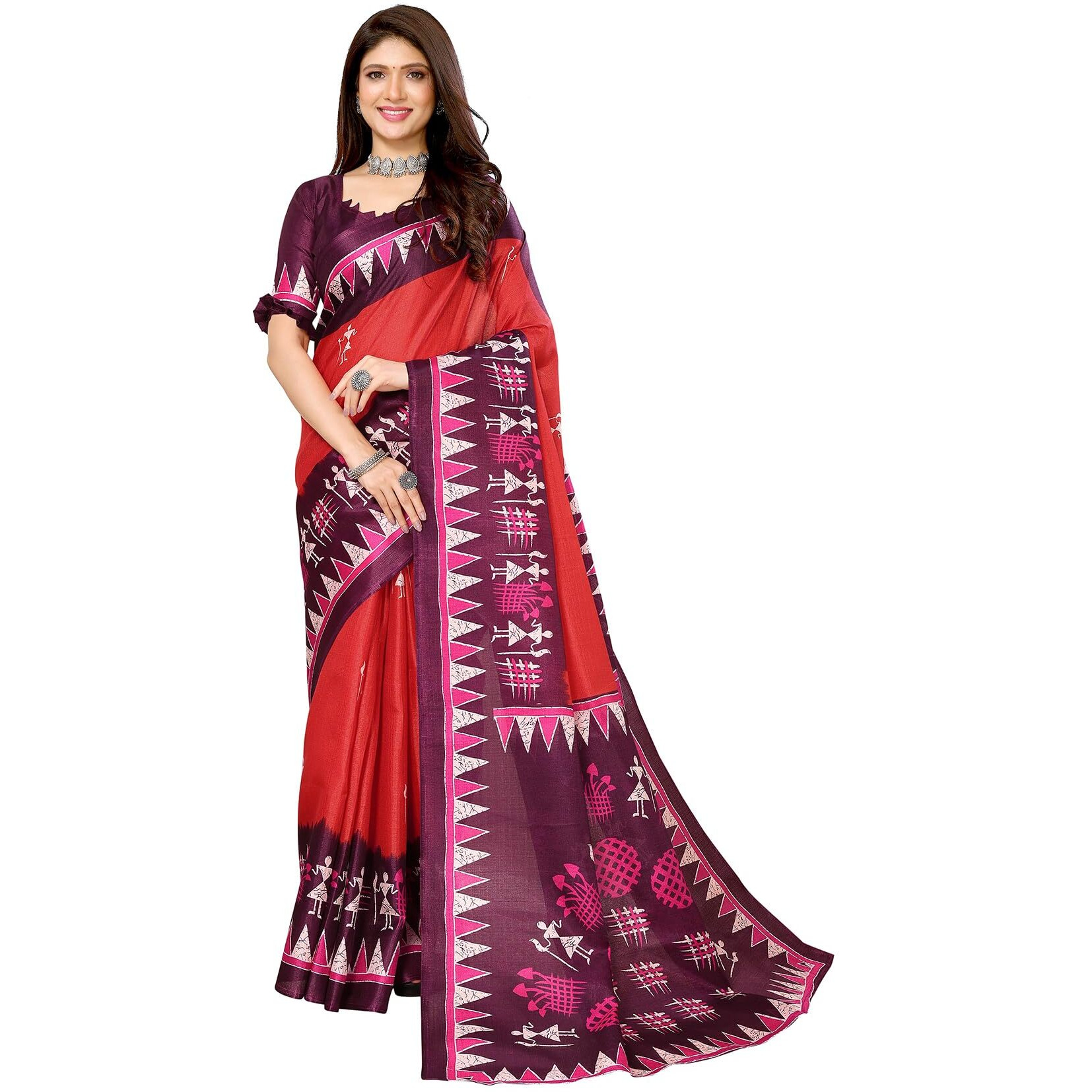 Yashika Women's Woven Printed Art Silk Saree with Unstitched Blouse Material (AZ-YS-P1-PATANG-Parent_Red)