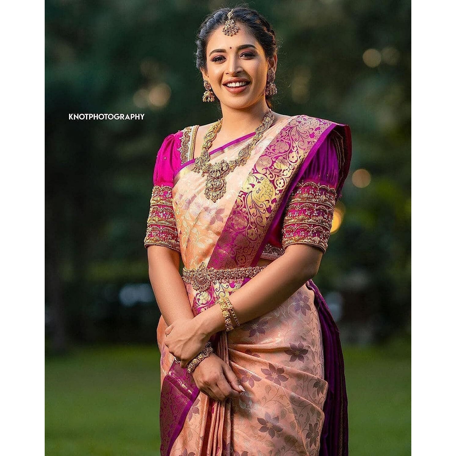 Yashika Women's Trendy Cotton Silk Peach Color Saree with Blouse Material(SUHALI PEACH)