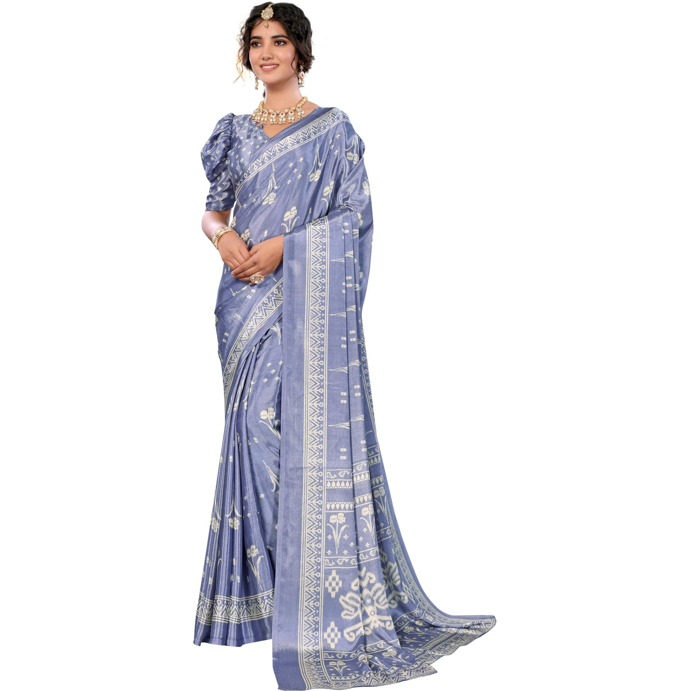 Yashika Women's Woven Latest Tussar Silk Saree with Lace and Blouse Material (AZ-YS-P1-RIZWANA-Parent_Grey)