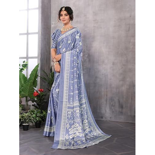 Yashika Women's Woven Latest Tussar Silk Saree with Lace and Blouse Material (AZ-YS-P1-RIZWANA-Parent_Grey)