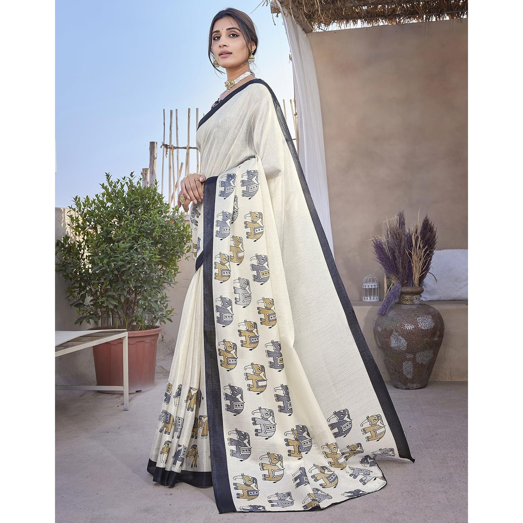 Yashika Women's Elegant Art Silk Saree A Chic Blend of Tradition and Trend. Complete with Blouse Material for a Perfect Ensemble. (AZ-YS-P1-SANVI BLACK)