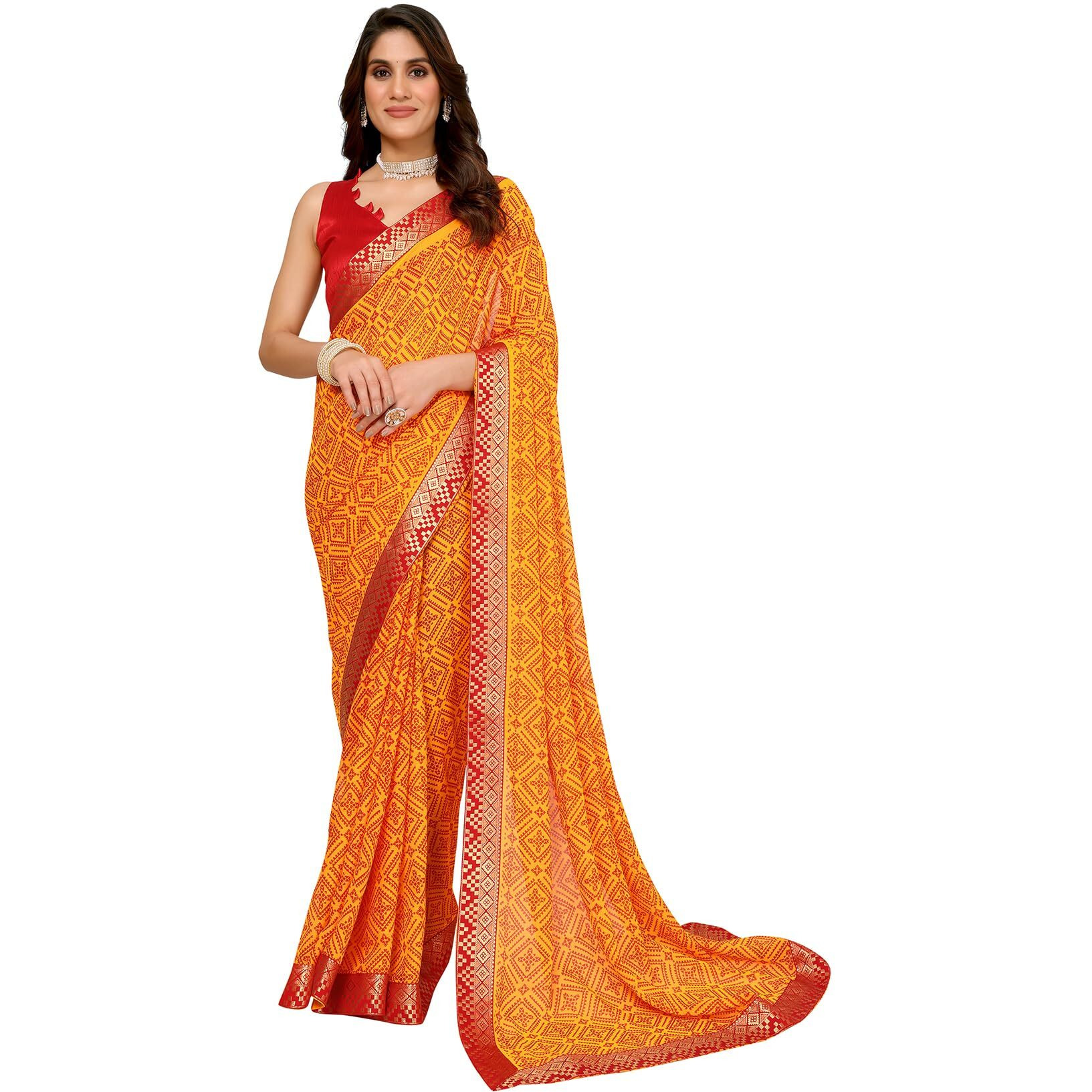 Yashika Women's Woven Latest Georgette Saree with Lace and Blouse Material (AZ-YS-P1-PADMINI-VANSHI-Parent_Yellow 02)