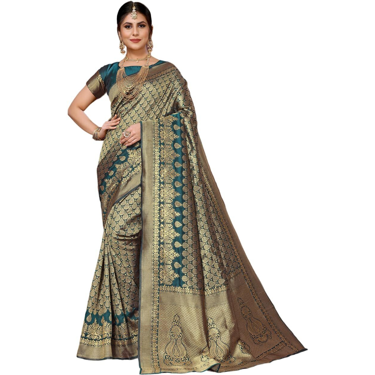 Yashika Present Banarasi Kanjivaram Silk Saree For Fashionable Women||Rama Coloured Silk Kanjivaram Saree||AZ-YS-P4-New MALIYA RAMA