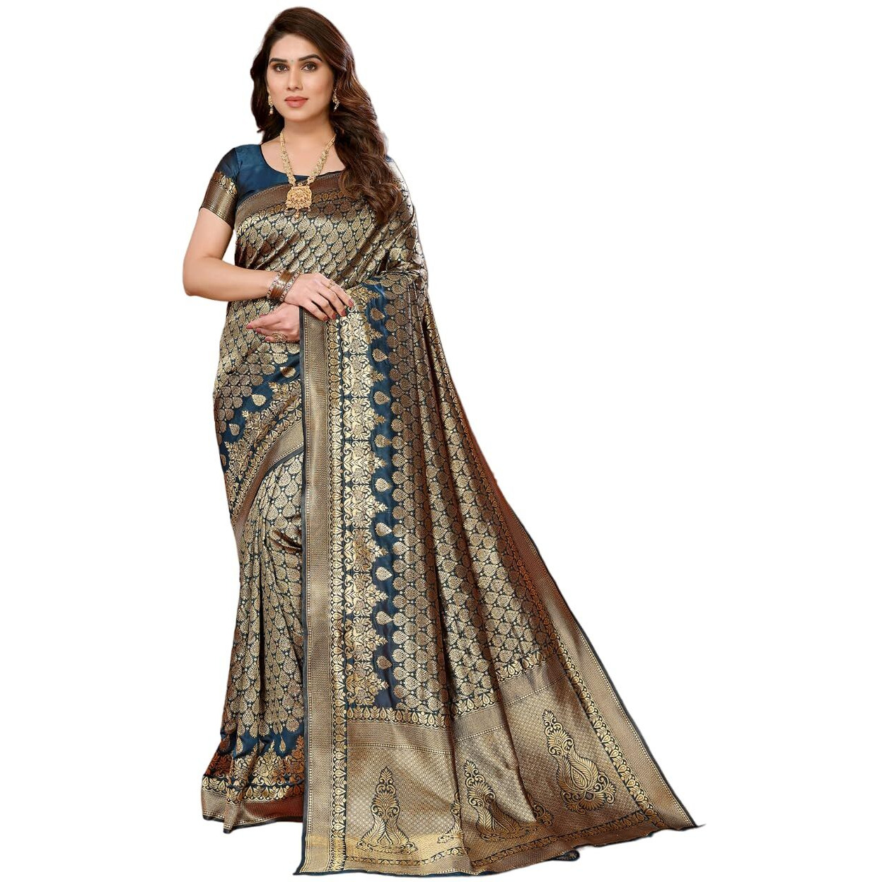 Yashika Present Banarasi Kanjivaram Silk Saree For Fashionable Women||Rama Coloured Silk Kanjivaram Saree|| AZ-YS-P1-MALIYA RAMA New