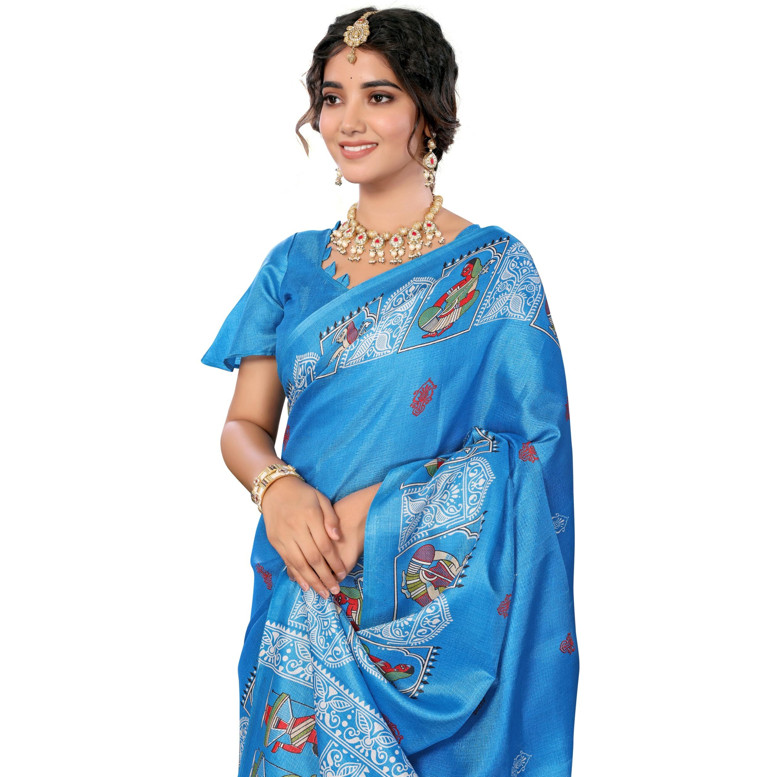 Yashika Women's Woven Latest Art Silk and Tassels Saree with Unstitched Blouse Material (AZ-YS-P3-NAFIZA-Parent-NEW_Blue)