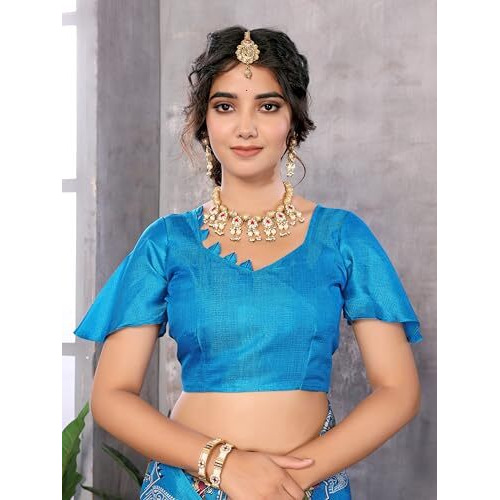 Yashika Women's Woven Latest Art Silk and Tassels Saree with Unstitched Blouse Material (AZ-YS-P3-NAFIZA-Parent-NEW_Blue)